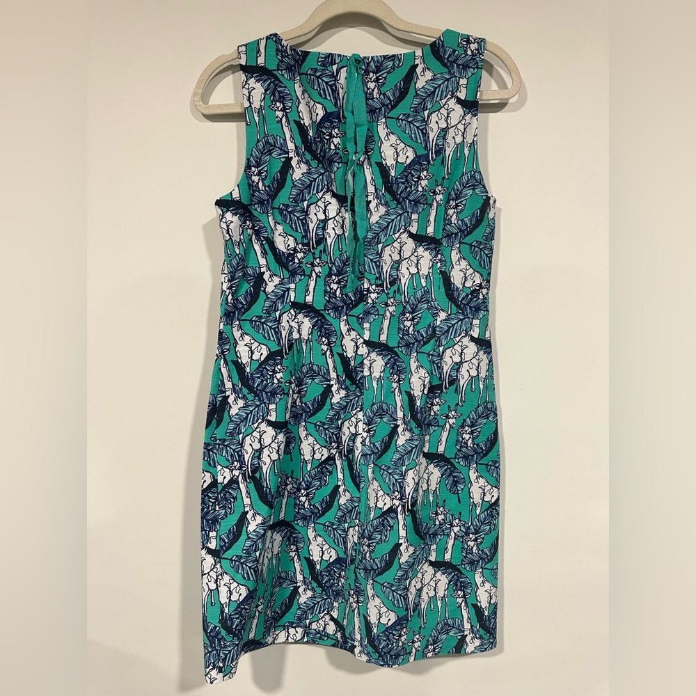 NWT Talbots Giraffe Print Shift Dress Green Blue 6 - Picture 2 of 4